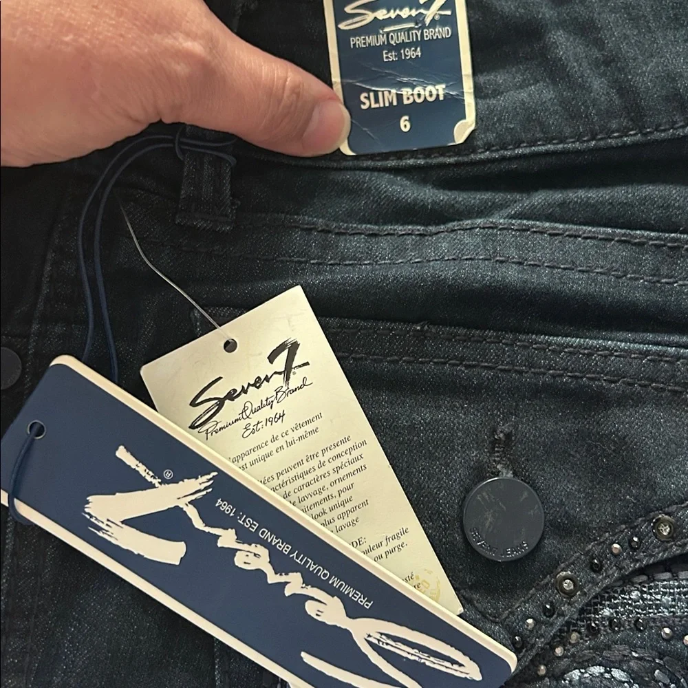 Seven7 Slim Boot Cut Dark Blue Size 6 Denim Jeans - Picture 15 of 16